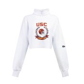 USC Trojans Women's Hype and Vice White Cutoff Mock Neck 1/2 Zip Top